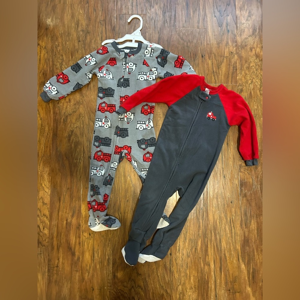 Gerber Baby & Toddler Boys' Fire Truck Microfleece Sleepers 24 Months Bundle